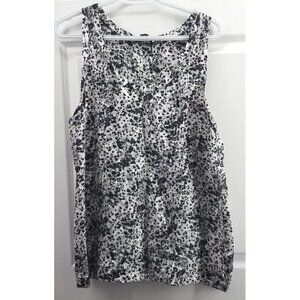 THEORY 100% Silk Leopard Pleated Scoop Neck Tank Top Size Large